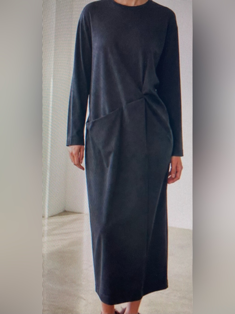Ayrtight Made In Canada Long Sleeve chocolate brown Midi Dress with Knot front
